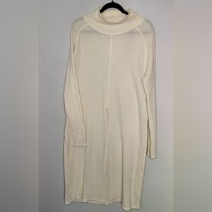 Cream Turtleneck Long Sleeve Knit Dress